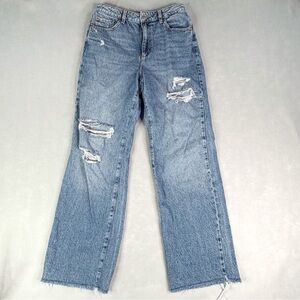 Garage Denim Jambe Large / Wide Leg Womens Jeans Size 7/28 Distressed Grunge